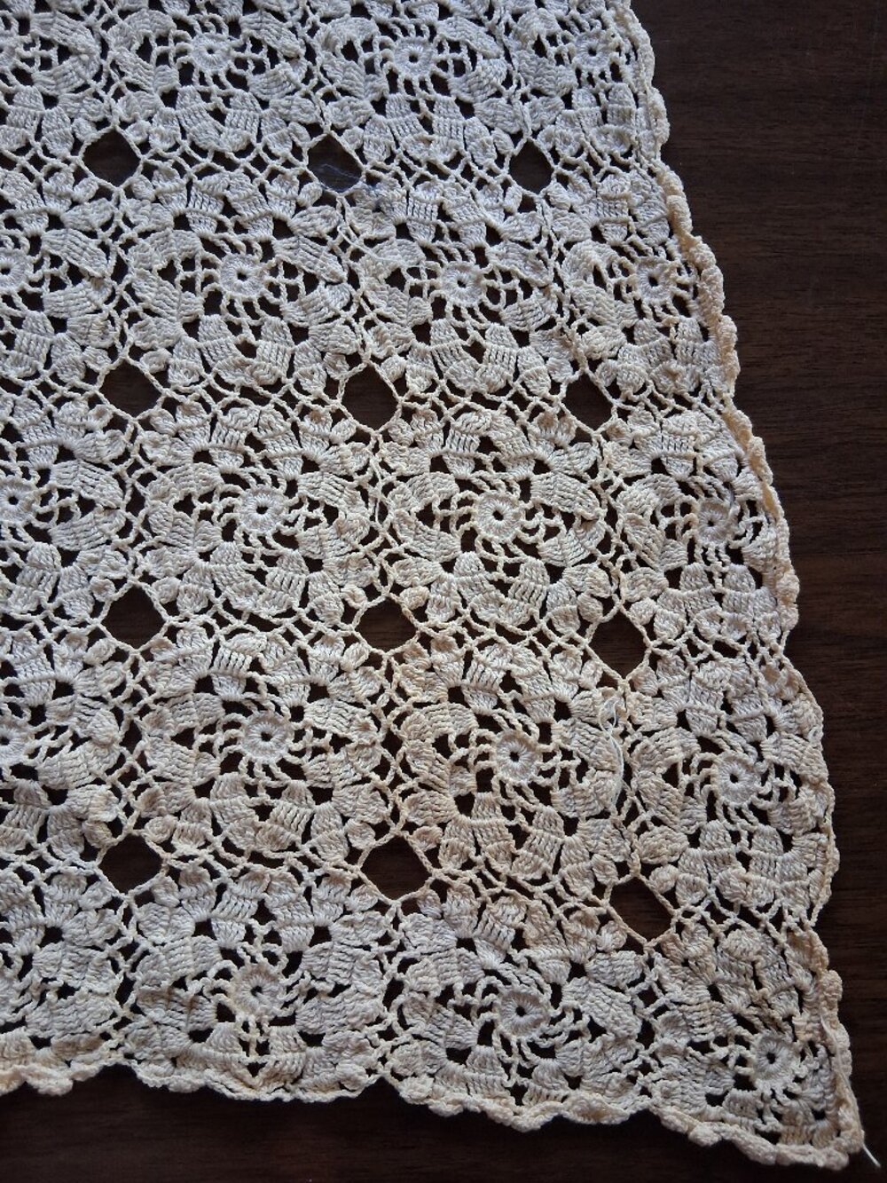 ✨  Vintage Hand Crocheted Cotton Thread Table Runner • 24x56 •